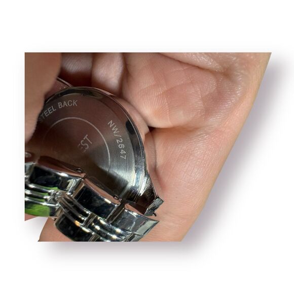 Nine West Women's Floral Dial Watch Genuine‎ Crystal Accented Silver Gray 2647 - Picture 12 of 12